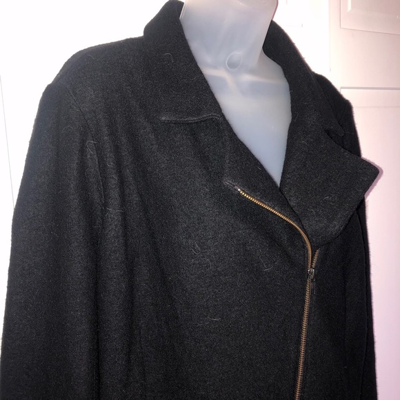 Magnolia Grace Wool Jacket Black Coat Motto Zipper Winter - Picture 3 of 11